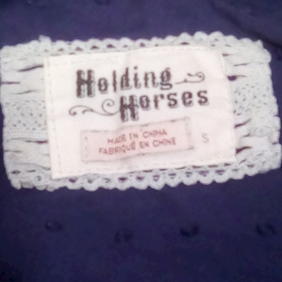 Holding Horses Anita Plaid Roll Sleeve Tunic Lace Trim Shirt Dress Small - Picture 4 of 6